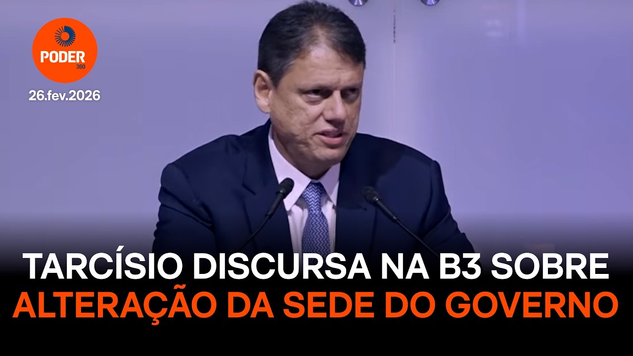 Tarcísio discursa na B3 sobre o leilão que muda a sede do Governo