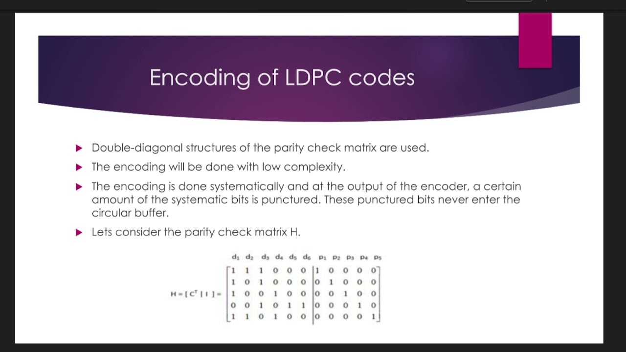 Low Density Parity Check (LDPC) code
