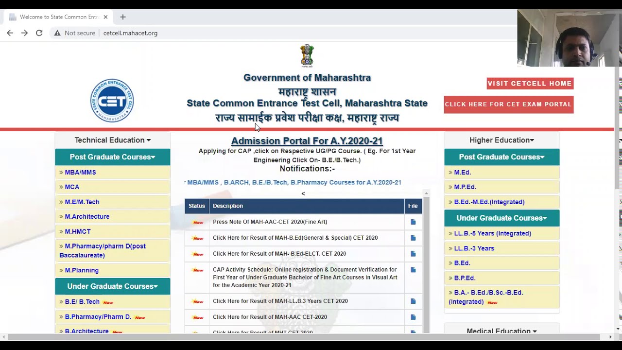 Online Registration Process for Direct Second Year Engineering / Technology AY 2020-2021