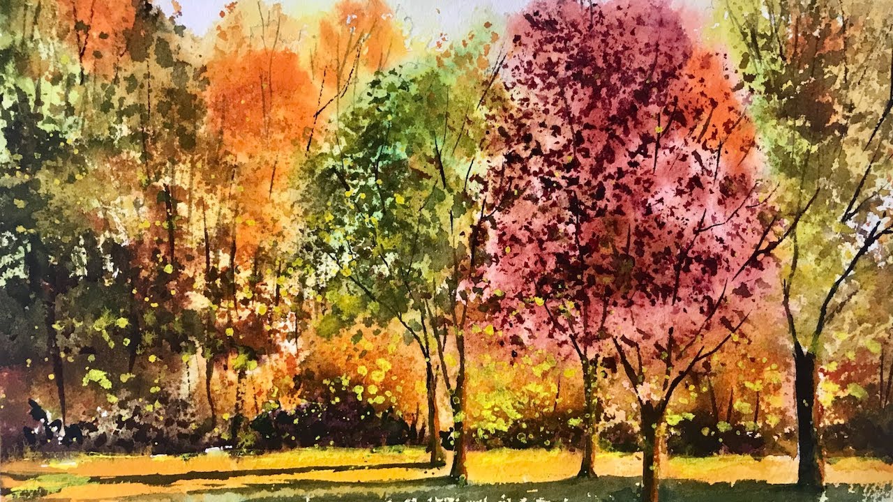 How To Paint Autumn Trees // Step By Step Watercolour Tutorial