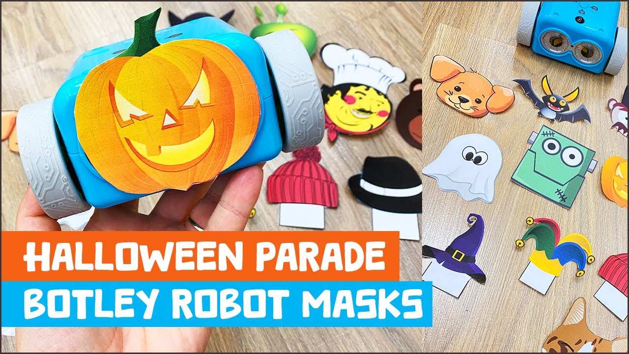 Botley robot Halloween fashion show & parade with masks and hats | Unplugged STEM activity