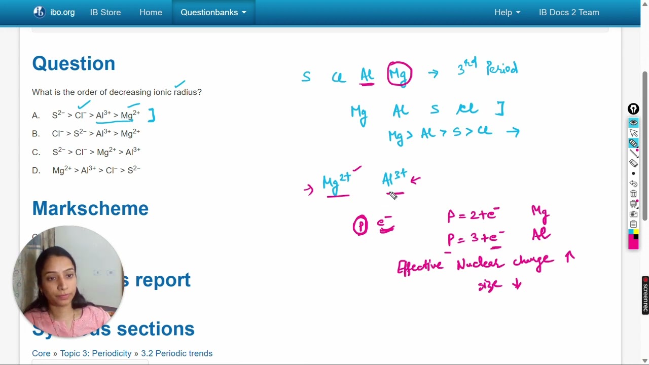 What is the order of decreasing ionic radius?