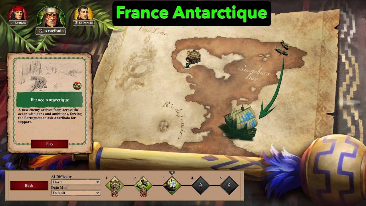 france antarctique | Arariboia| The Last Chieftains DLC | Age of Empires II DE |hard