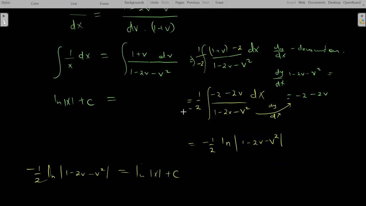 Solving first order ODEs using variable homogeneous method ,example 2