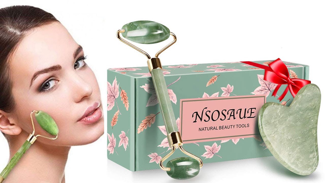 Facial Roller Massager With Gua sha Stone | Jade Roller & Gua Sha | Face Roller