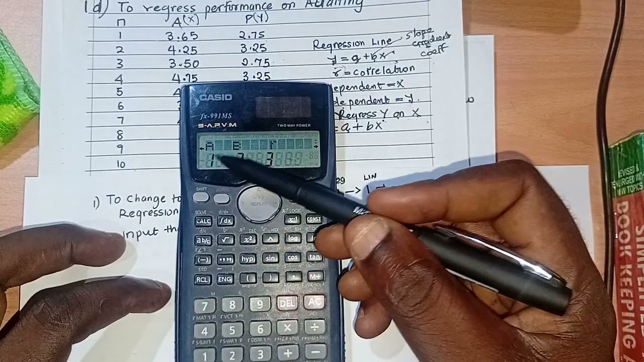How to calculate regression and correlation by using a calculator 
