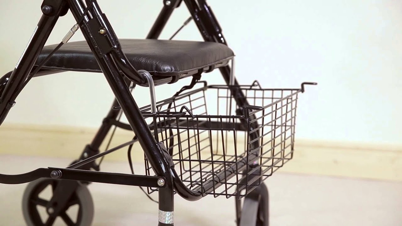 Aluminium 4 Wheeled Rollator + Bag & Basket