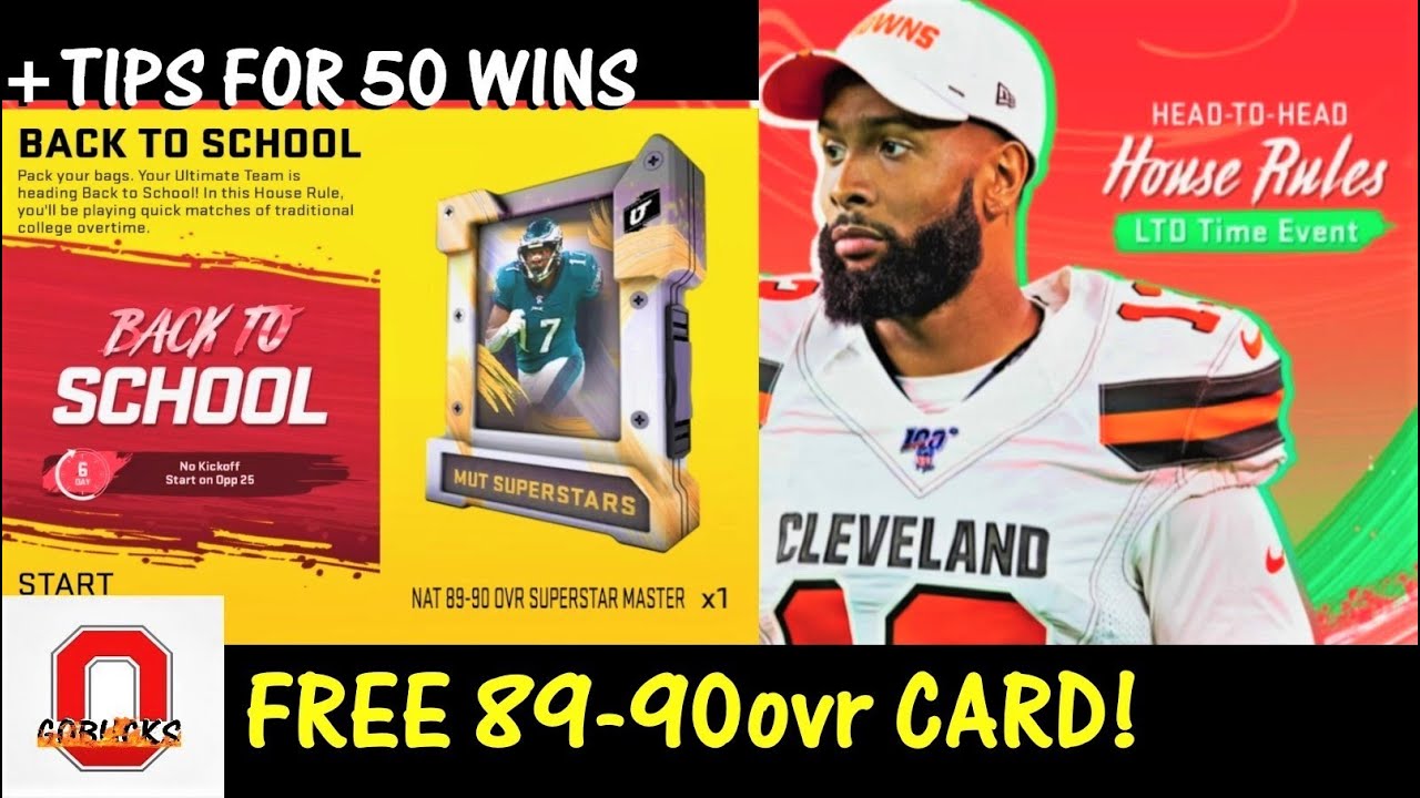 MADDEN 20: FREE 89-90ovr HOUSE RULES REWARD! PLUS TIPS FOR GETTING 50 WINS