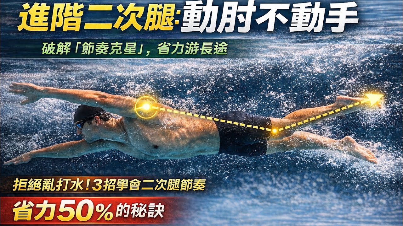 自由式「二次腿」全攻略：為什麼高手游長距離不累？掌握這個節奏，體力省下一半！#自由式二次腿#二次腿教學#自由泳省力#自由式長距離#游泳節奏