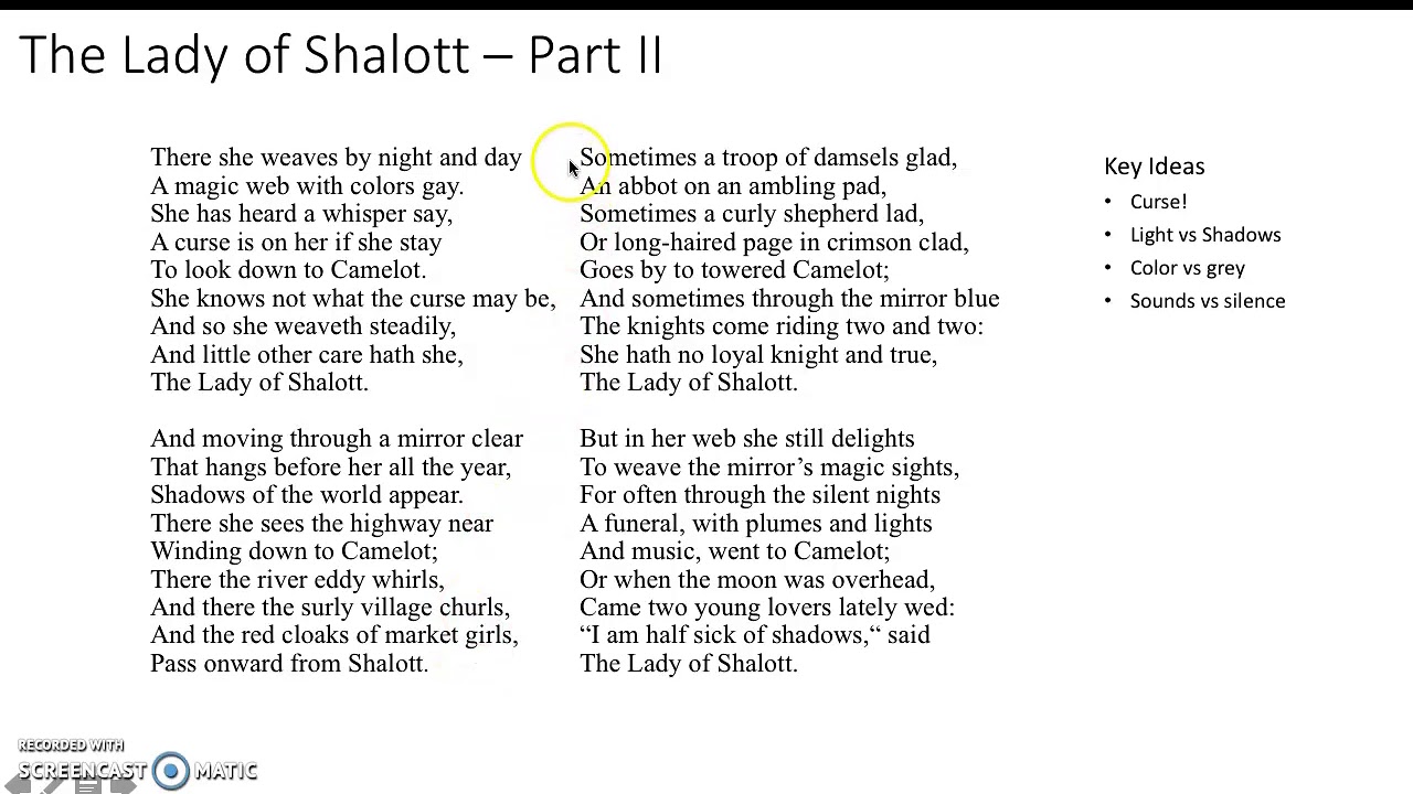 Lady of Shalott - explanation/summary