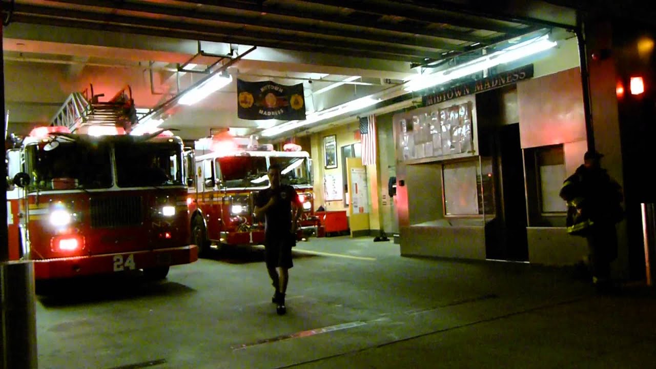 FDNY Ladder 24 and Engine 1 go for a run