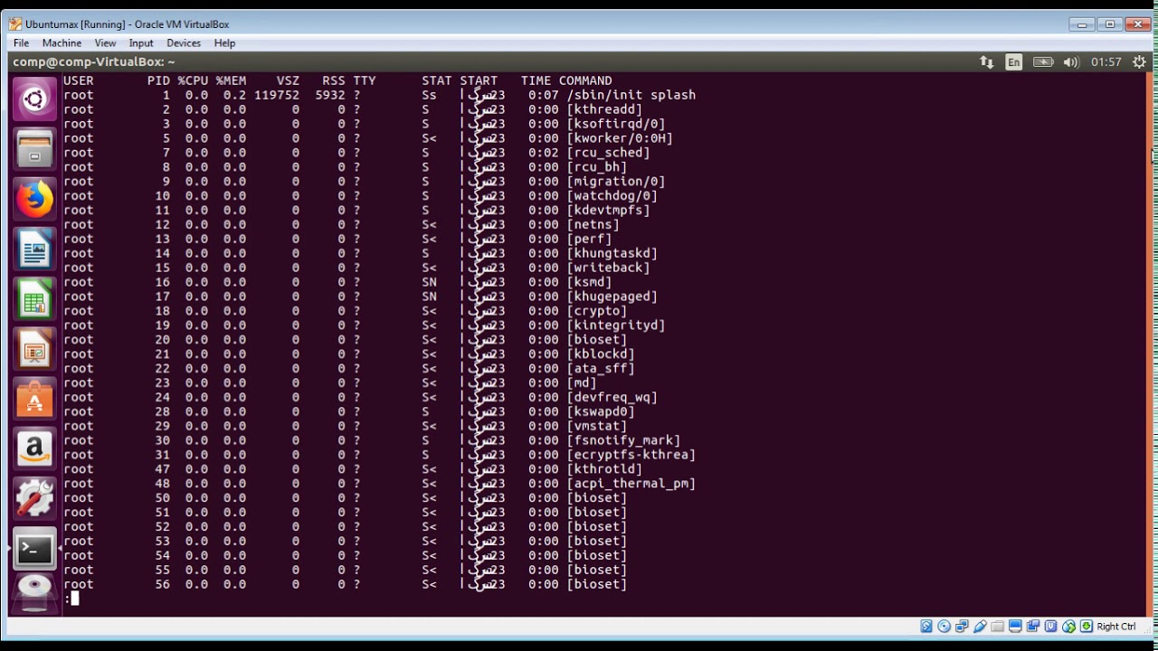 Listing processes in Linux with ps command
