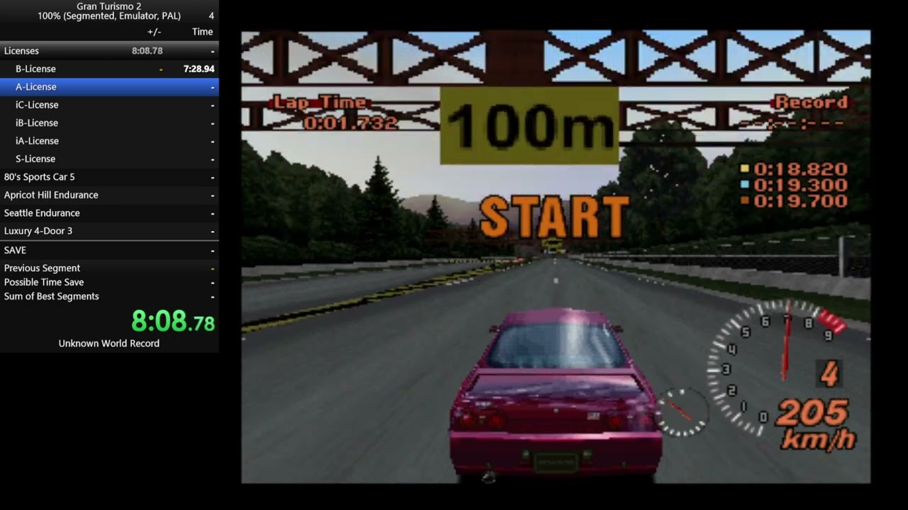 WORLD RECORD! Gran Turismo 2: 100% Speedrun - Emu - Segment (1/5) 25:07:54.65