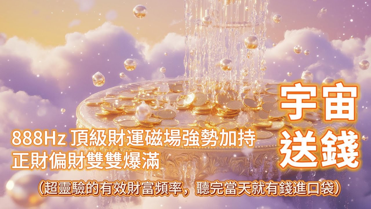 金錢音樂 超靈驗的有效財富頻率，聽完當天就有錢進袋里，💵 宇宙直接瘋狂送錢來！888Hz 頂級財運磁場強勢加持，正財偏財雙雙爆滿💰 準備好被財富淹沒！掃光負債，只剩滿滿財富好運，金運飆升！金錢顯化