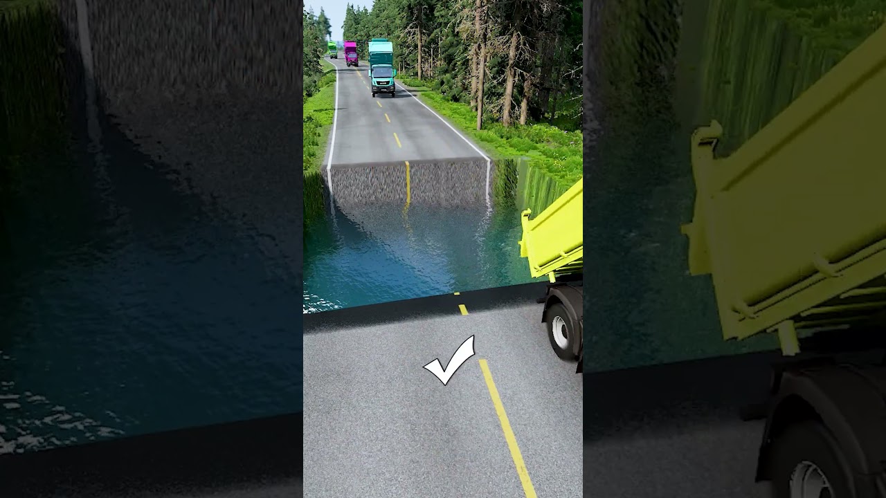 Dump trucks vs massive water pit #4 | #beamngdrive #beamnglive #waterpit