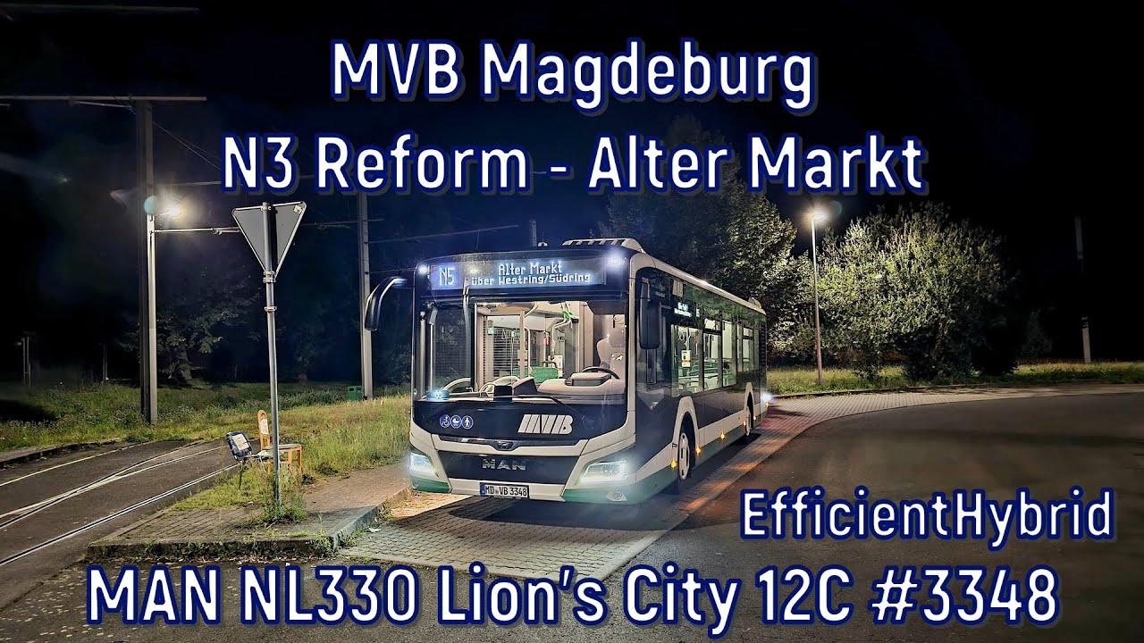 MVB Magdeburg - Linie N3, MAN NL330 Lion's City 12C EfficientHybrid #3348