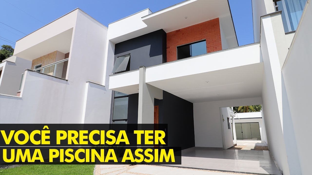 CASAS MODERNAS DE ALTO PADRÃO, SUÍTE MASTER, PISCINA, CHURRASQUEIRA E GARAGEM, PROJETO MODERNO