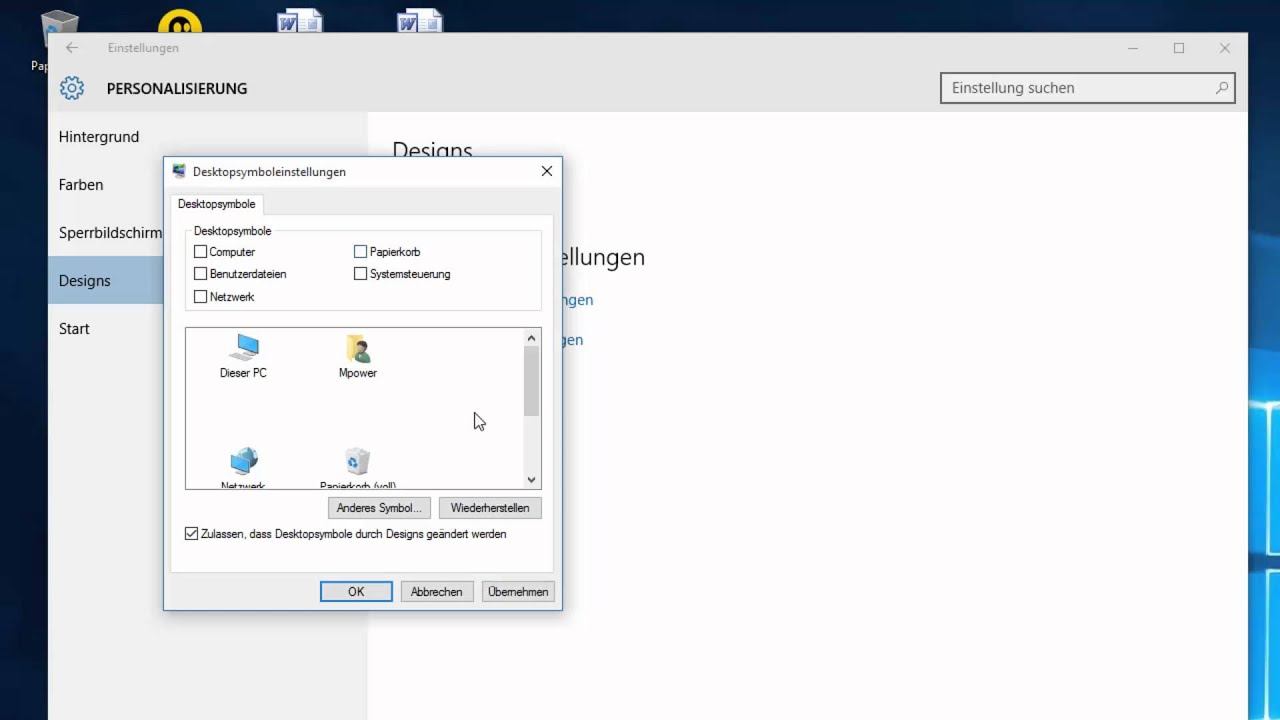 Windows 10 Papierkorb ausblenden und Dieser PC auf Desktop anzeigen