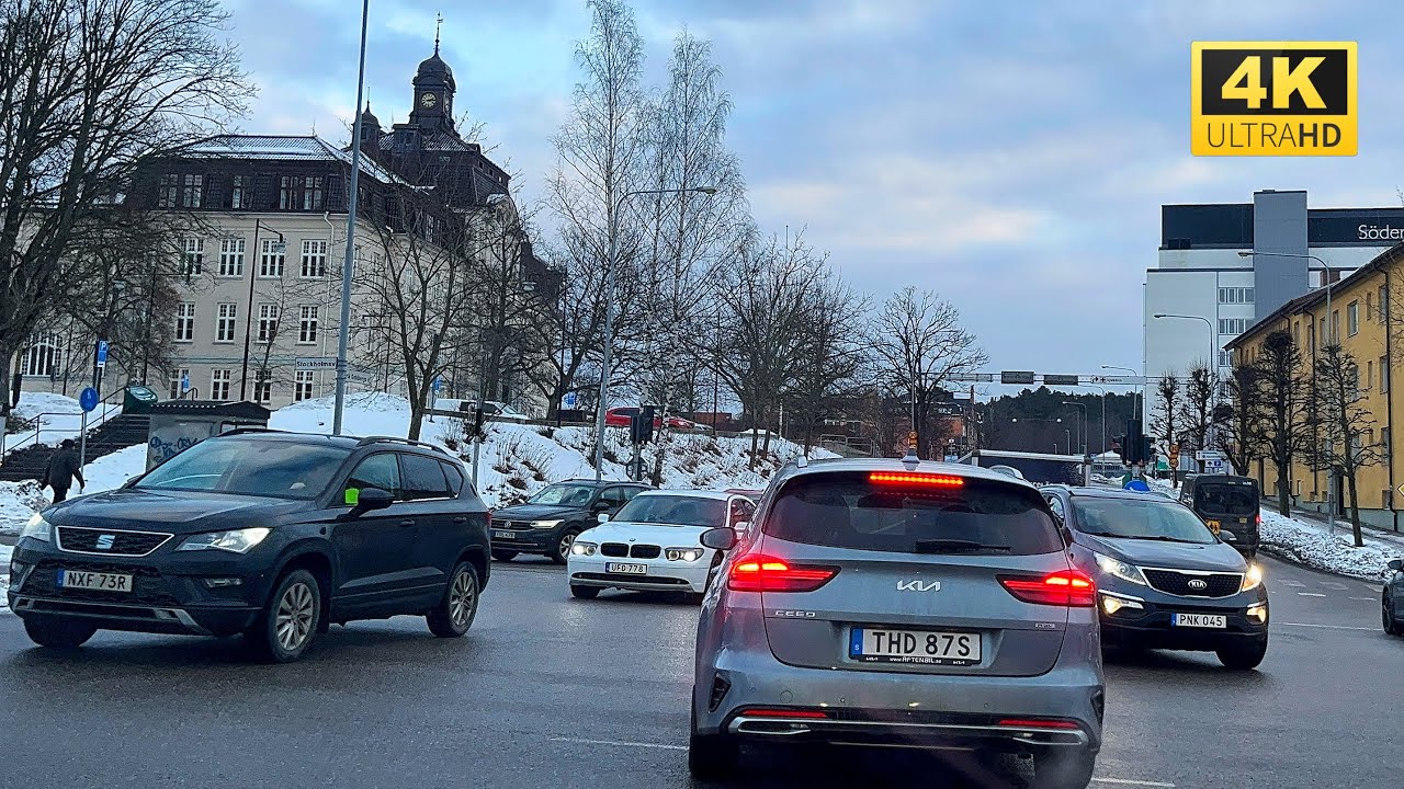 4k driving in Södertälje | Driving tour in Sweden in snowy weather 
