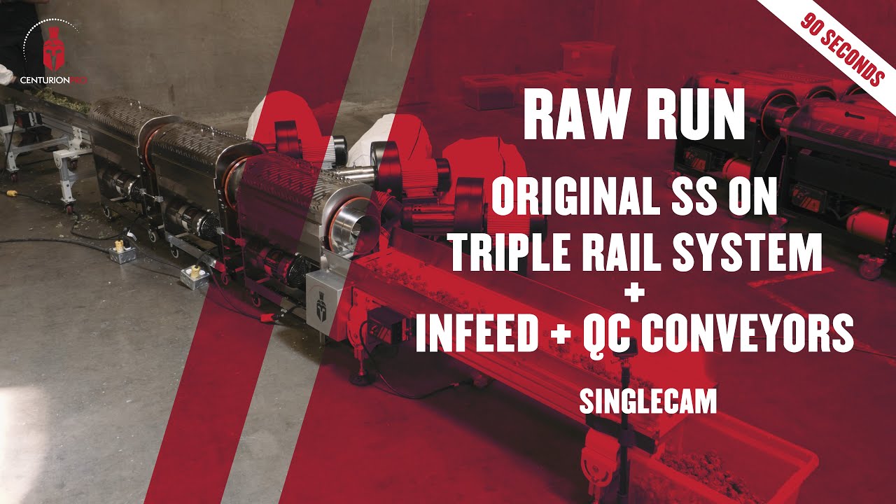 CenturionPro Original SS Triple Rail System & Infeed/QC Conveyors Running Wet Product Single Camera