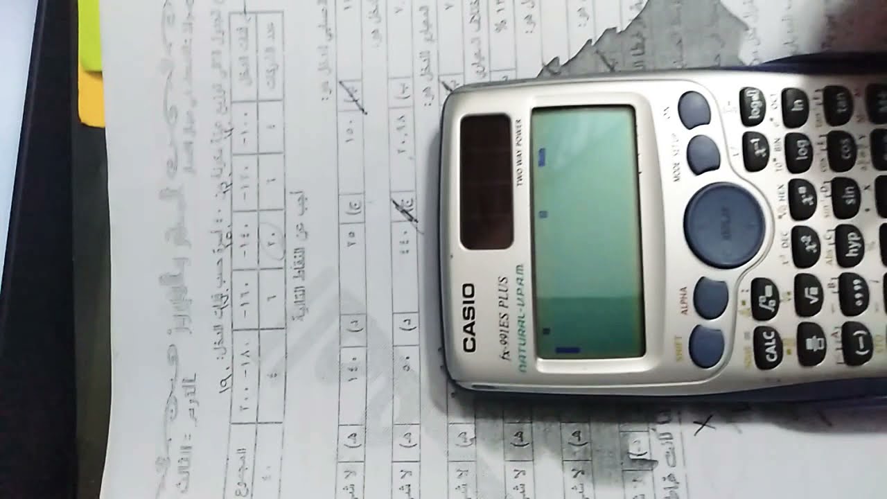 الوسط الحسابى فى البيانات المبوبه بالاله الحاسبه