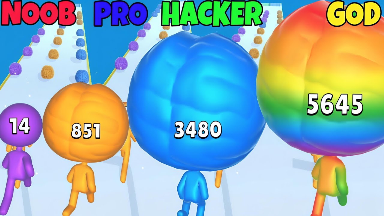 {LV 1-300🔥}Amazing Gameplay 😍|NOOB VS PRO VS HACKER VS GOD in Big Brain Run