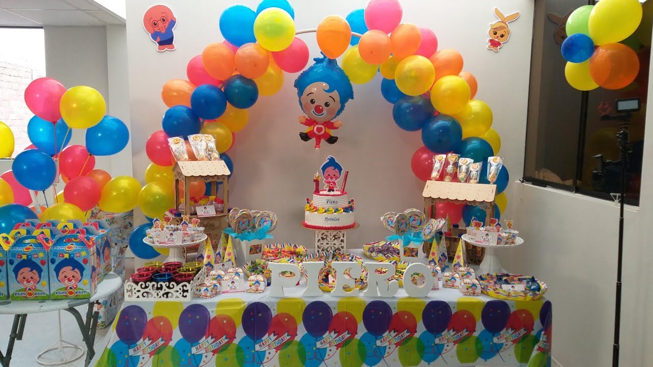 cómo hacer un arco con globos | decoración con globos de plim plim |  mesa temática plim plim