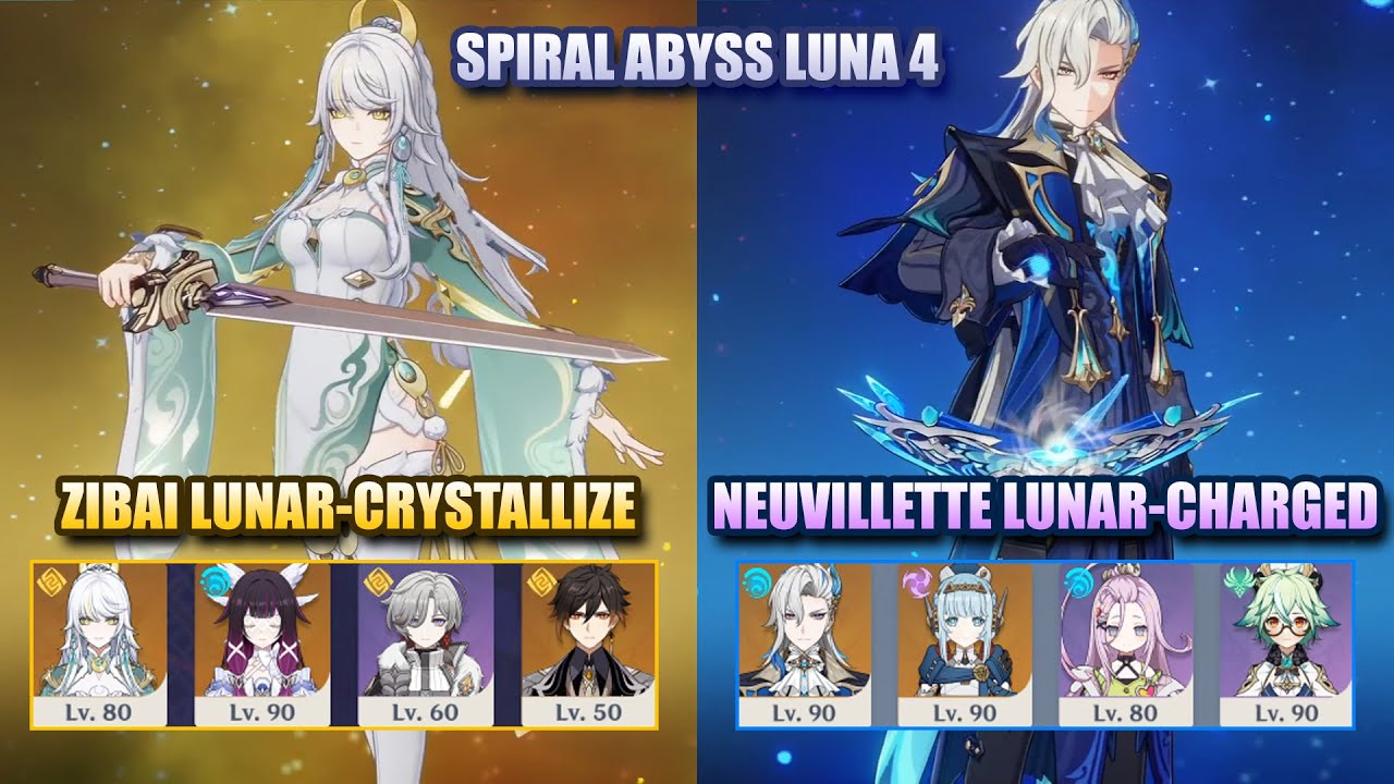 Zibai Columbina Lunar-Crystallize & Neuvillette Lunar-Charged | Spiral Abyss Luna 4 | Genshin Impact
