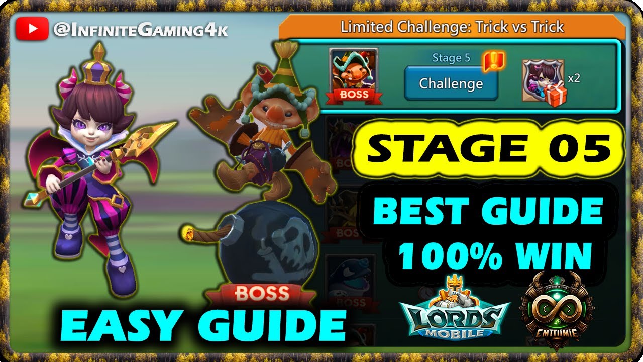 Lords Mobile Limited Challenge Trick vs Trick Stage 5|Petite Devil Stage 5|Beatrix Stage 5 Semi Auto