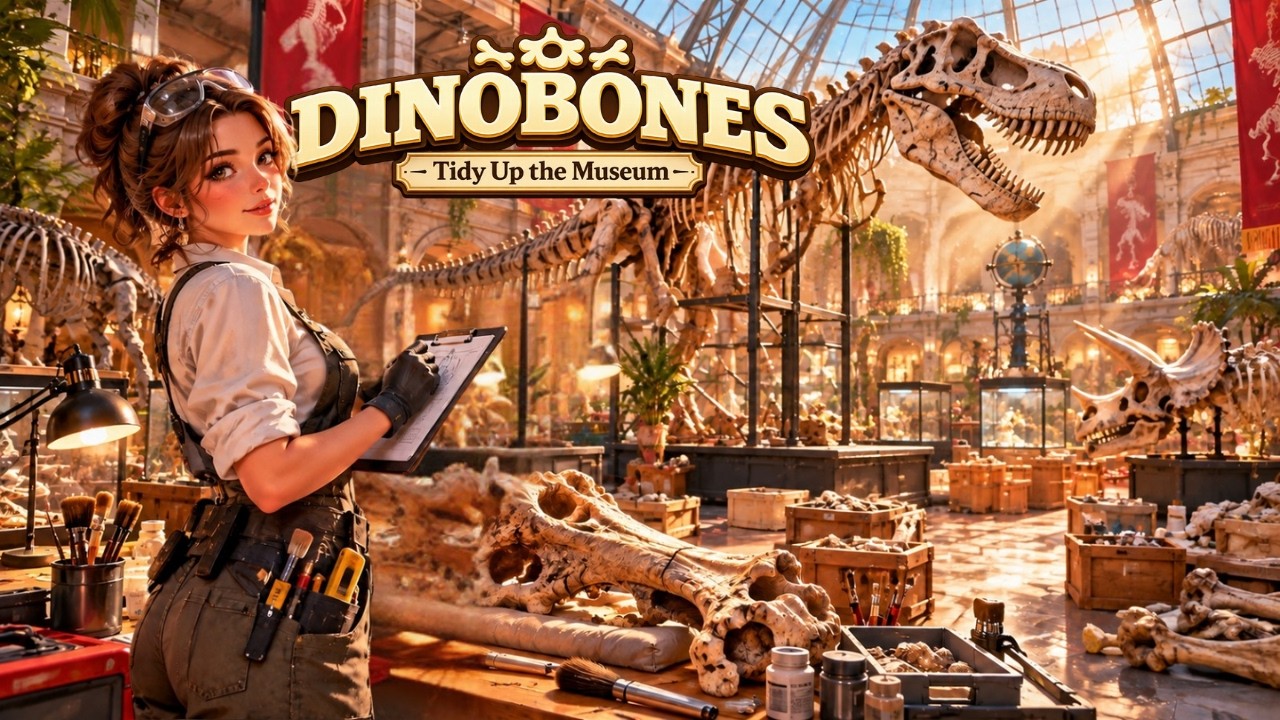 DinoBones Tidy Up the Museum 🦴 FULL GAME + ENDING Long Gameplay - No Commentary