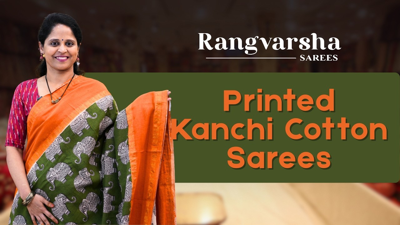 Kanchi cotton Sarees-Rangvarsha Sarees-Kalamkari printed Kanchi cotton  sarees -Summer wear