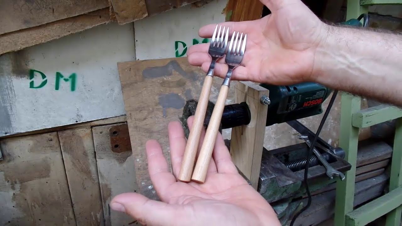 Дедовский метод изготовления деревянных ручек для сломанных столовых вилок своими руками
