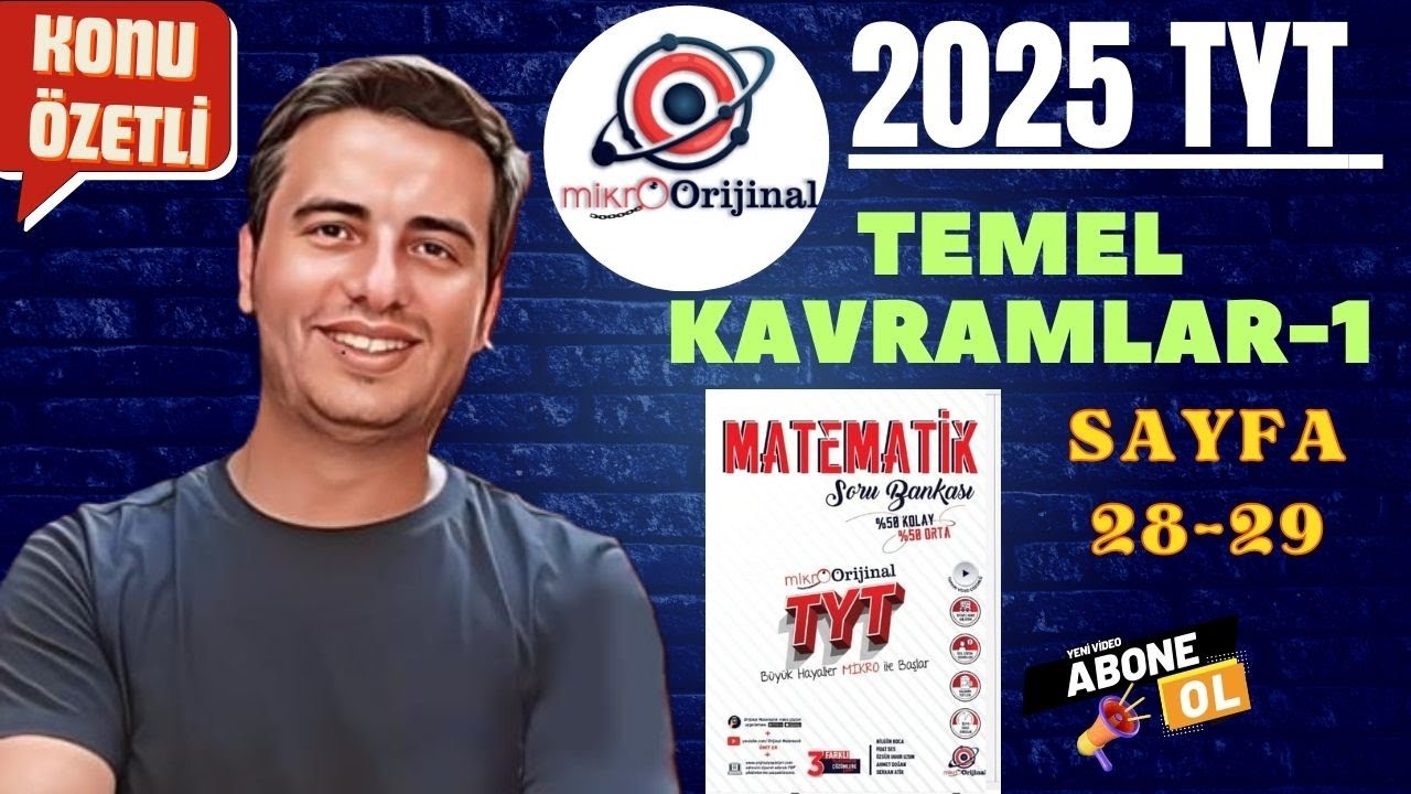 TEMEL KAVRAMLAR-1 / SAYFA 28-29 / 2024 - 2025 / MİKRO ORİJİNAL YAYINLARI TYT MATEMATİK ÇÖZÜMLERİ