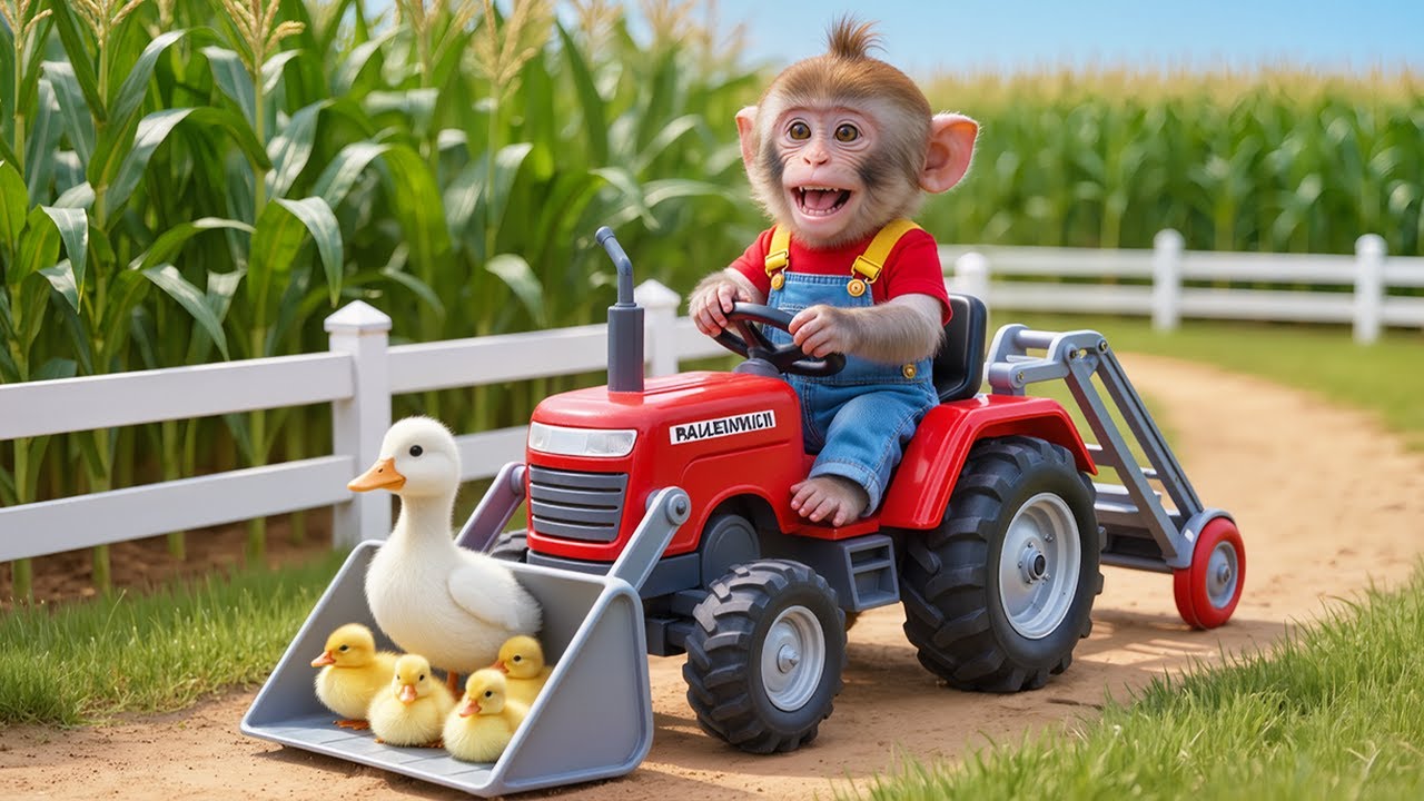 Monkey Bon Bon Drives Tractor to Save the Lost Duckling 🐥🚜 | An Unexpected Farm Rescue Adventure!