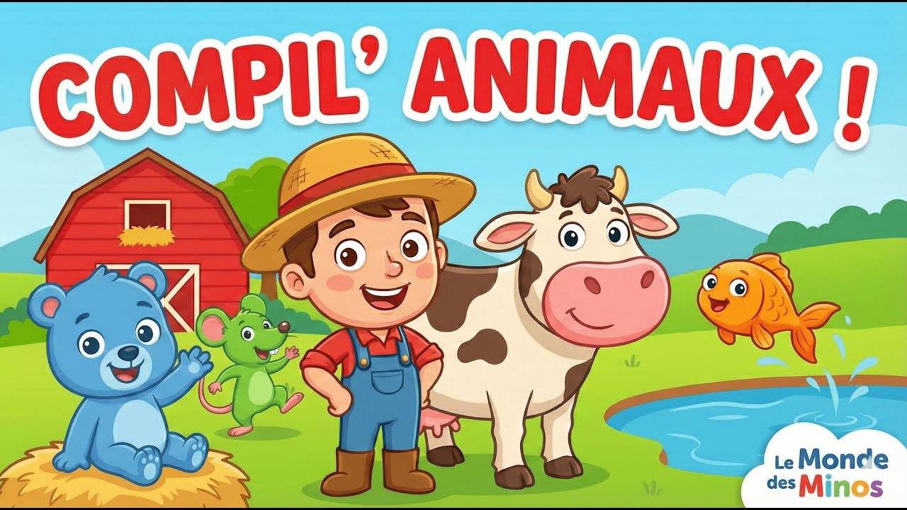 Comptines sur les Animaux 🐮 Dans la Ferme de Mathurin +20 min de chansons bébés - Le Monde des Minos