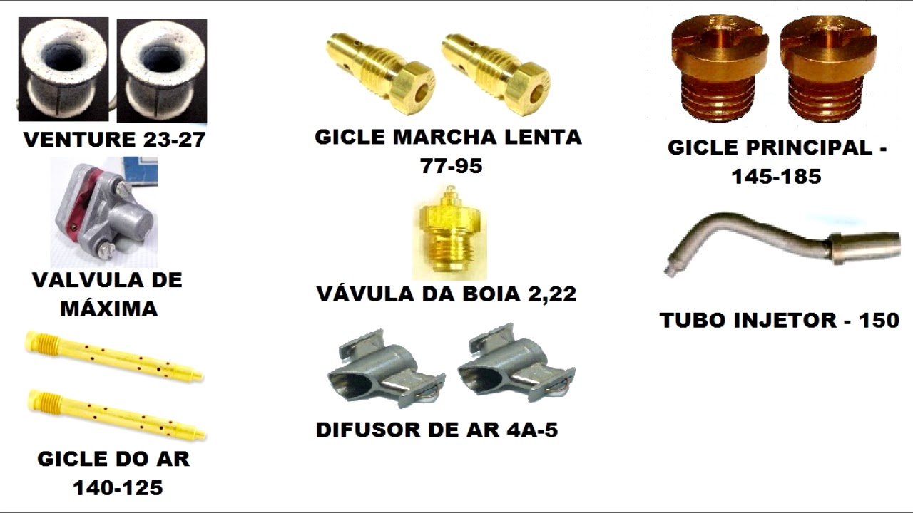 Giclagem e Regulagem para Carburador Solex H 34 Opala Álcool 4cc