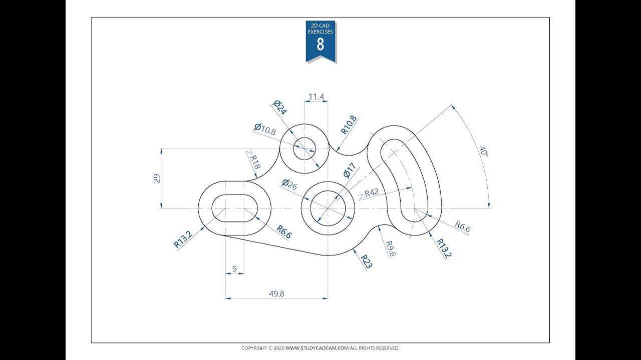 Ejercicios de Circunferencias Simetria con AutoCAD 2021