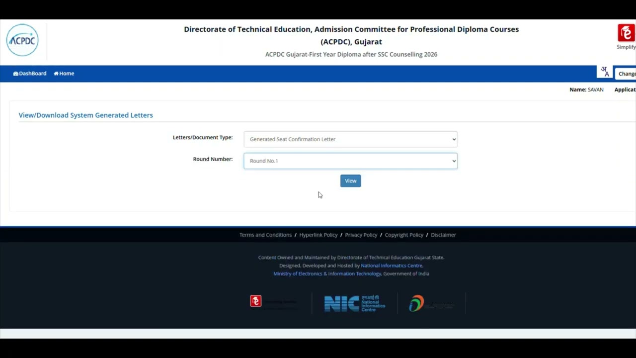 Process of Downloading Seat Acceptance Letter after confirmation of admission_ ACPDC 2026