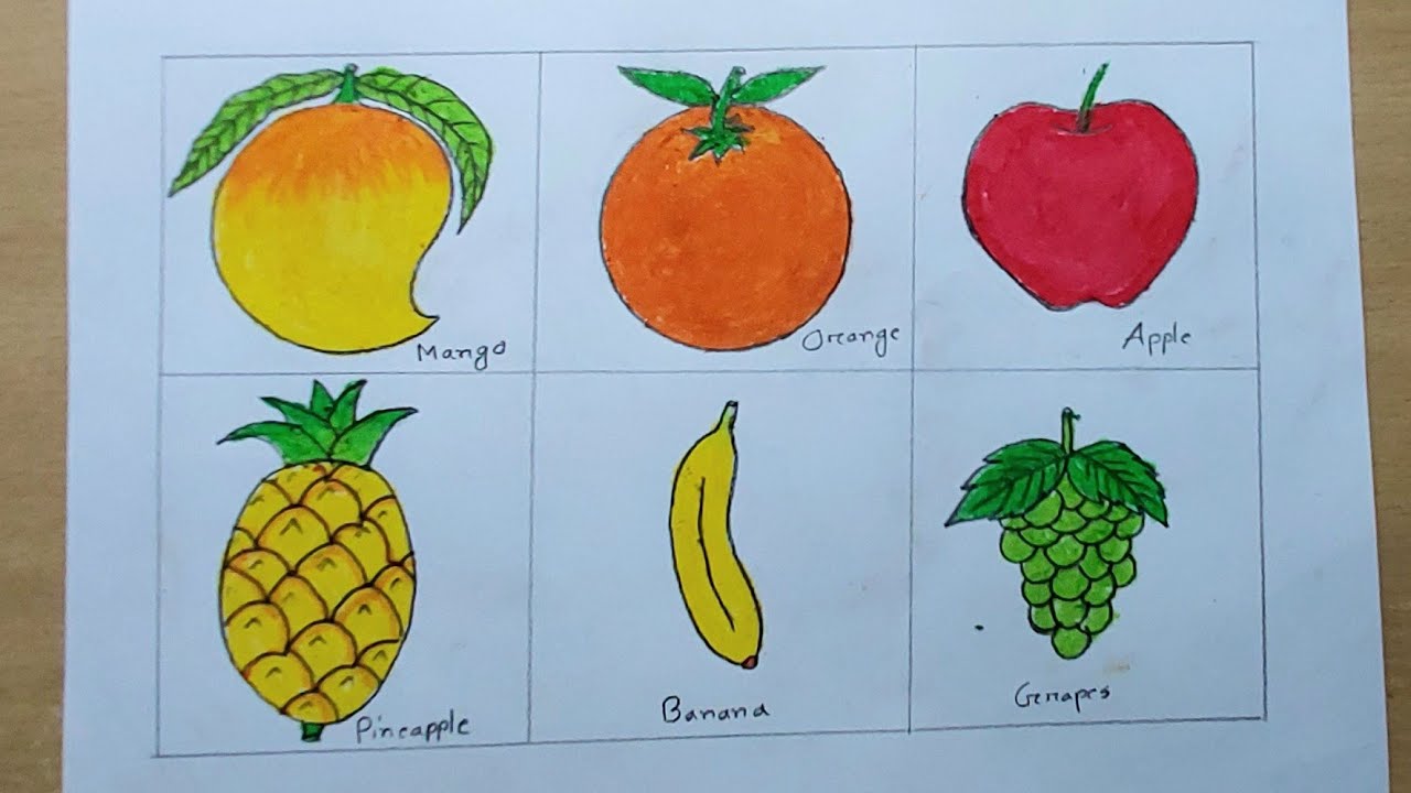How to color different types of fruit | Coloring fruits with oil pastel color