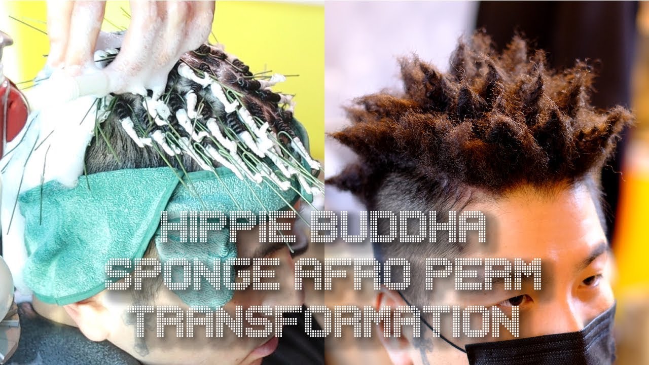 Straight natural hair to Afro [curly, nappy, kinky] perm [sponge twist] hair transformation AFAM