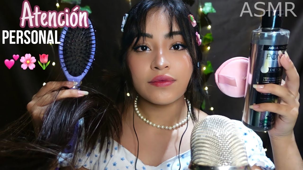 ASMR cepillo tu cabello y limpio tu cara antes de dormir 🌙
