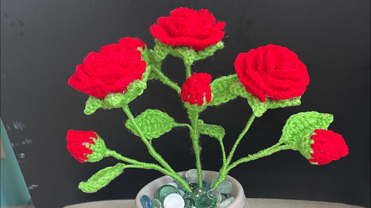 Mini rosita🌹en maceta🪴paso a paso 🥰🧶