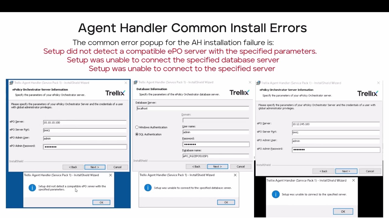 ePolicy Orchestrator - On-prem Agent Handler - Installation Troubleshooting