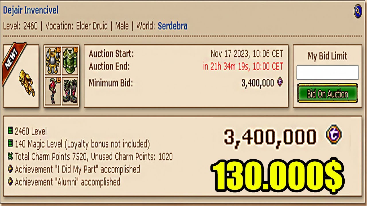 TOP LVL DE TIBIA EN EL BAZAAR