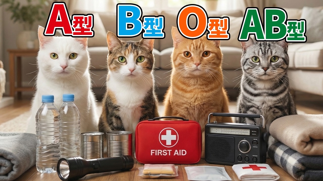 【血液型あるある】災害に備えるニャ編🐈(偏見)【AI猫にゃんダフル】