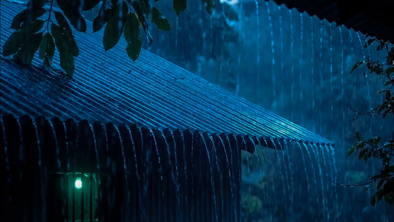 Beat Stress Within 5 Minutes to Sleep Soundly with Heavy Rain & Thunder on a Tin Roof at Night 🌧️