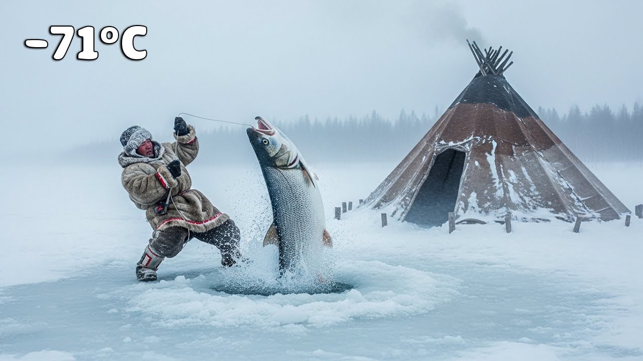 Solo Ice Fishing for Giant Nelma in Yakutia | Surviving the Coldest Blizzard on Earth