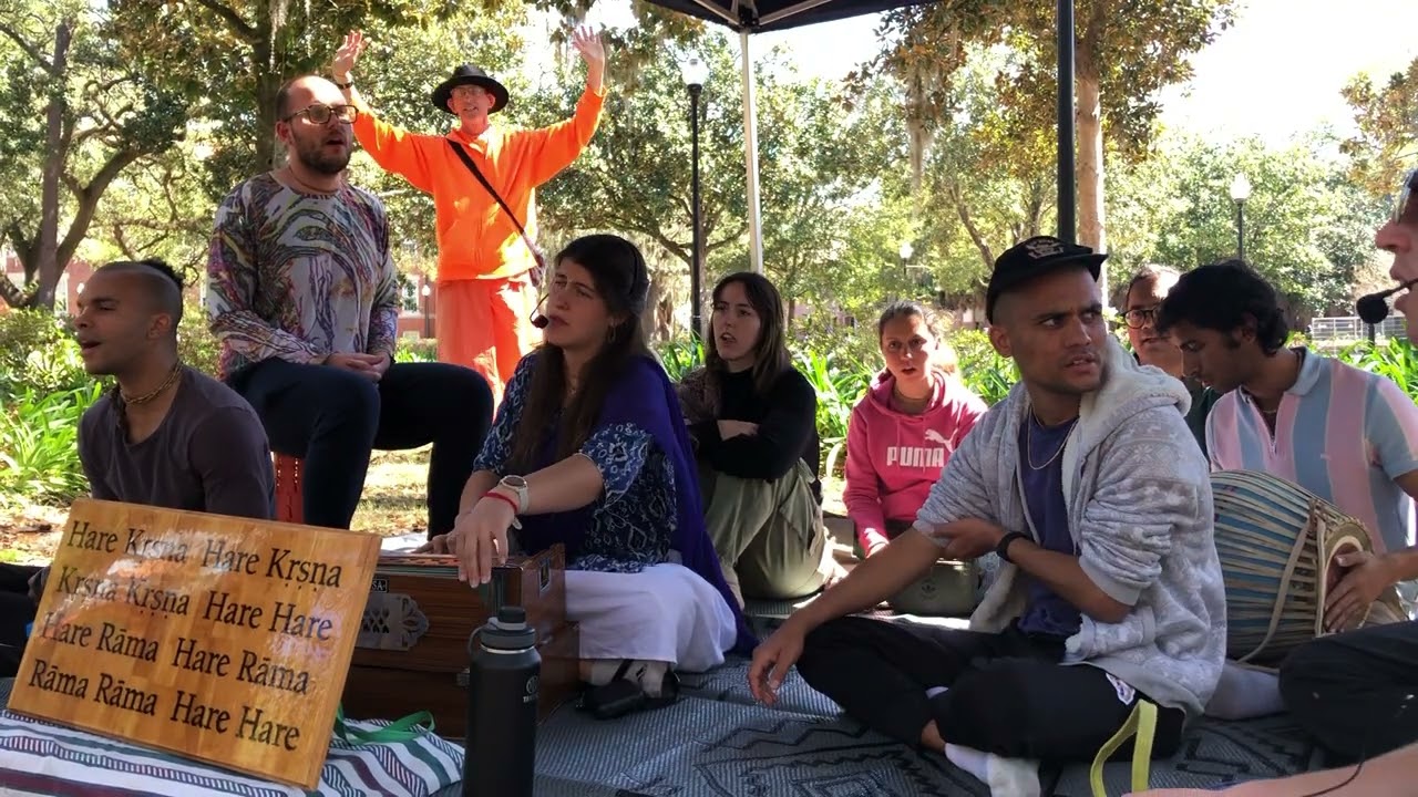 Rocio Chants Hare Krishna at University of Florida with Krishna House Devotees