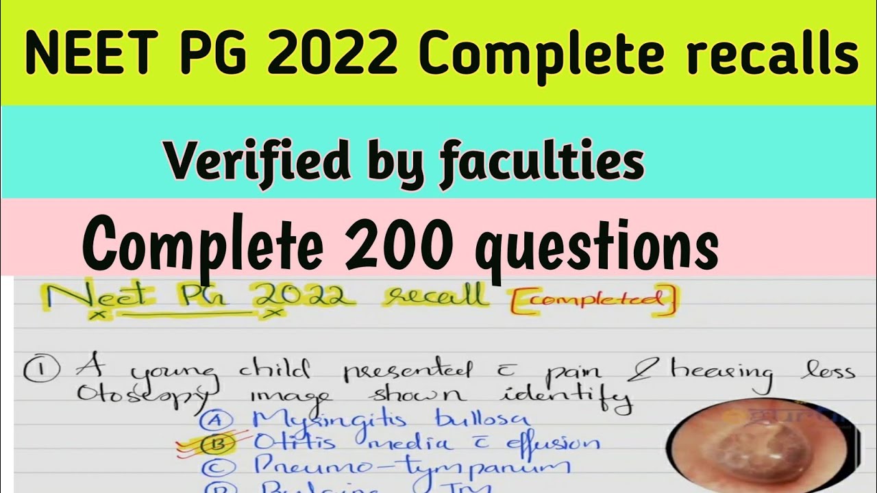 Neet pg 2022 complete recalls | verified by experts | complete 200 recalls | #neetpg #neetpg2022