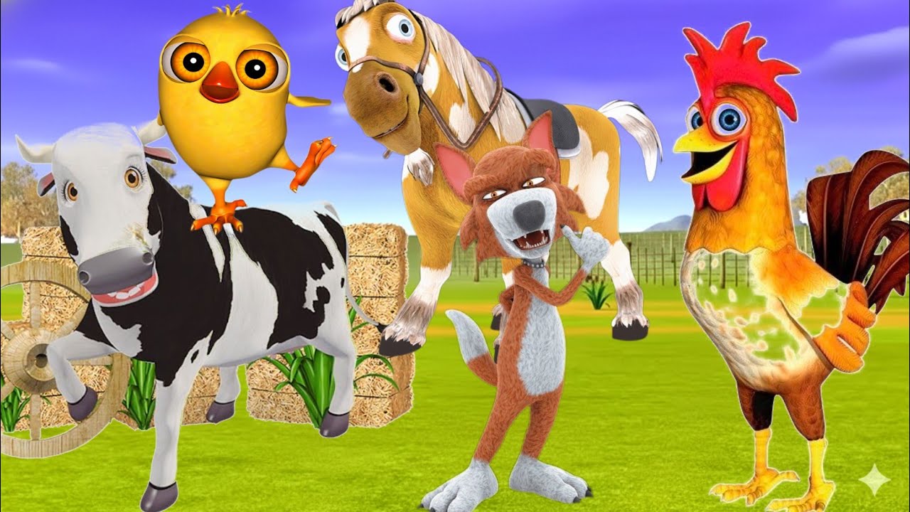 El pollito y el tractor de la granja 3D game pollito pío el Toro se congela jugando 3D